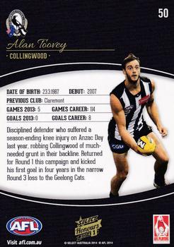 2014 Select AFL Honours Series 1 #50 Alan Toovey Back